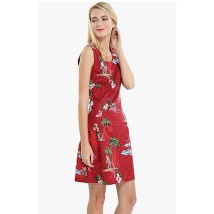 HAWAIIAN HANGOVER Size Large Santa Christmas Aloha Dress Sleeveless Red Holidays